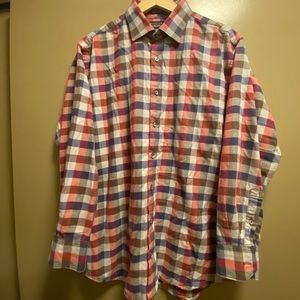 Blue and red plaid button down